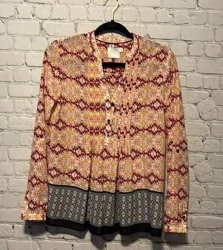 HD in Paris Anthropologie Top Size 2 Prairie Cottagecore Pleated Sheer