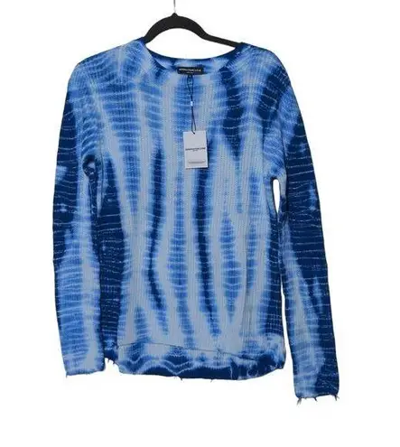 Generation Love Indigo Tie Dye Margot Sweater Silk Blend Distressed Hem M New