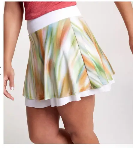 NWT CALIA Women's Double Layer Mesh Golf Skort size Large. 50+ UV protection Green