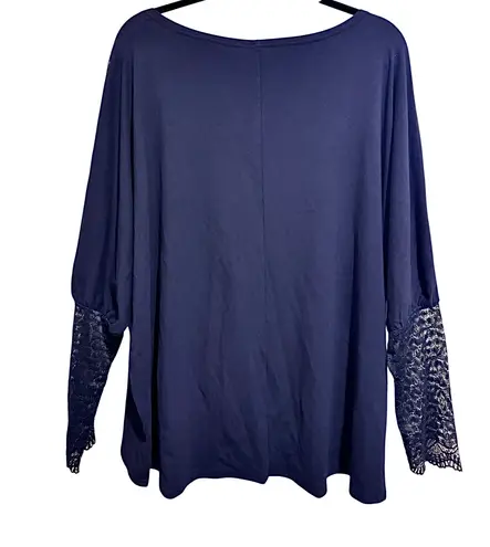 Women's navy blue long sleeve lace trim tunic shirt in size XL