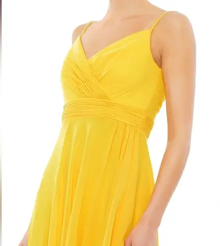 Mac Duggal Ieena for 70191 Asymmetrical Skirt Chiffon Dress Marigold Women Sz 6