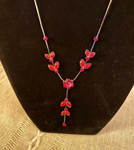 Icing 🌹Matching Red Flower Gem Y Necklace & Earrings🌹🆕