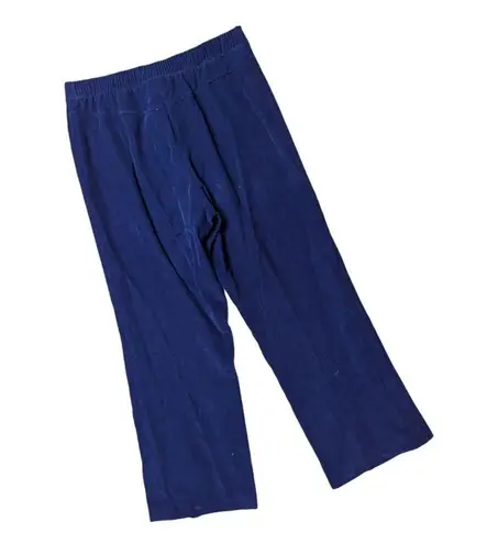 Vtg 1970s Mantessa Navy Blue Cotton Corduroy High Rise Wide Leg Pants 38 16