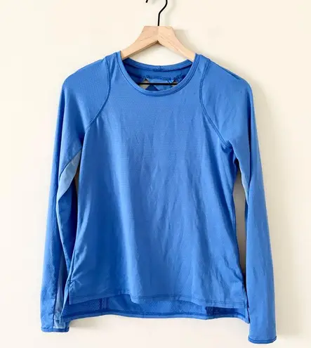 Lucky in Love Tennis Wear Long Sleeve Top with Criss Cross Back in Periwinkle S Blue