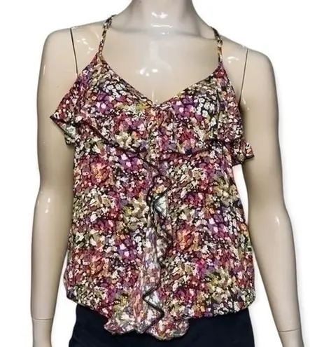 Mimi Chica Women’s Size L Floral Printed Ruffle Front Tank Top