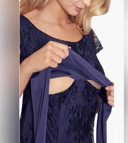 Tiffany Rose April Navy Lace Maternity Nursing Dress Size 6 Blue