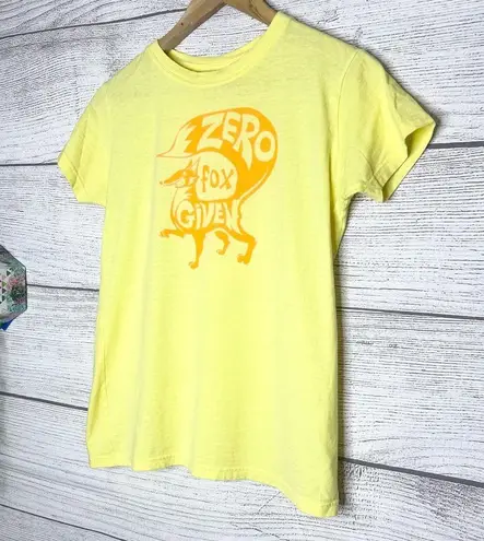 Tultex Zero Fox Given Yellow & Orange Graphic T-Shirt Top Size Large