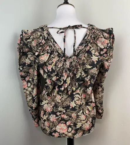 ST. ROCHE Floral Hatfield Top in Belladonna Print Organic Cotton Size 0 $285 Black