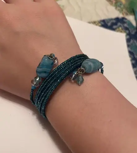 Women’s Stretchy Spiral Bracelet Beaded Blue