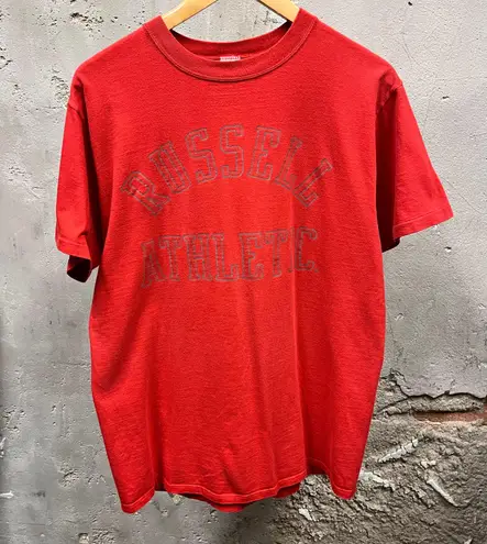 Russell Athletic Vintage 90s Red Spellout Graphic Logo Short Sleeve T-Shirt L