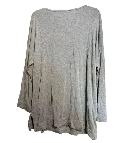 Pure J Jill Tranquility Fleece Tunic Sweatshirt Womens XL Beige Stretch Blouse