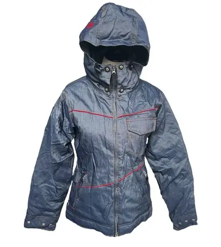 Betty Rides Snowboarding Winter Snow Jacket Denim Blue Size Small