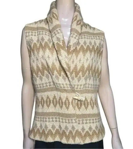 Ralph Lauren Women’s Size M Southwestern Aztec Cream Tan Horn Wool Sweater Vest Size M
