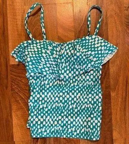 Catalina Teal and White Polka Dot Swim Tankini NWOT