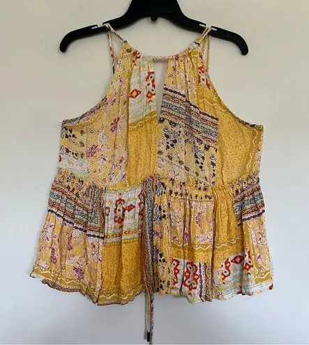 Rachel Zoe  Bellini Halter Top Boho Hippy Size Medium Tank Patchwork Peplum thumbnail 1