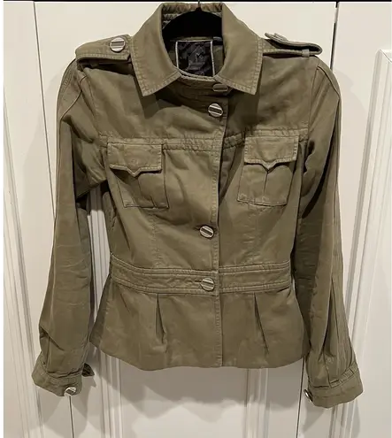 L.A.M.B. Gwen Stefani Army Green Military Style Jacket Size 2 Cotton Wool Y2K