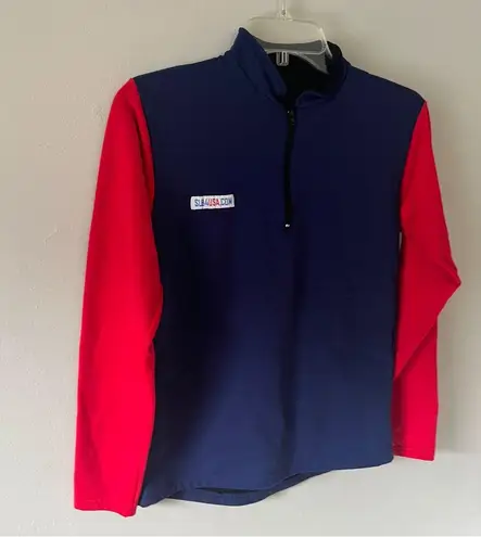 Vintage Sub4USA Navy and Red Long Sleeve Pullover Small Blue