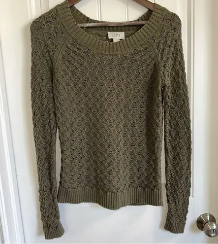 The Loft  by Ann Taylor olive semi sheer sweater women XS