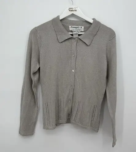 Joseph A Petite Paris Silver Metallic Silk Cardigan Sweater Size Small Petite