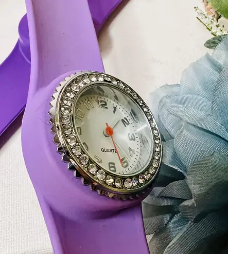Slap Wrist Watch With 2 Bands Purple