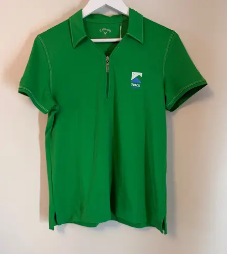 Callaway 1/4 Zip Polo Golf Shirt Fern Green Branded Medium NWT Moisture Wicking