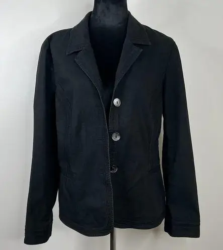 J.Jill  Mother of Pearl Button Front Black Blazer Size 14