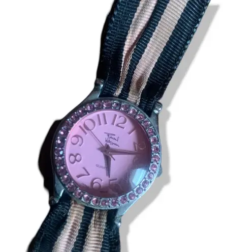 Rachel Wassman Black And Pink Jeweled Quartz Watch