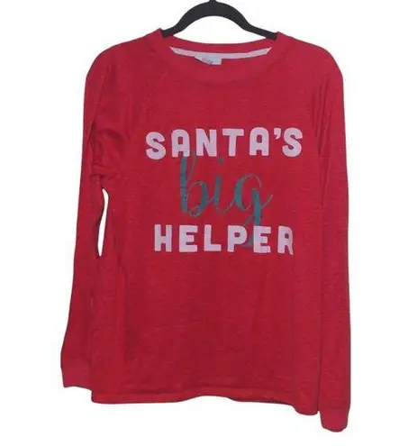 Roudelain Santa's Big Helper Graphic Pajama/Sleep Shirt in Red