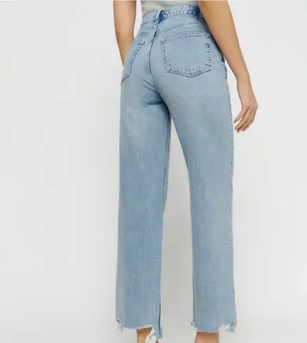 Reformation Wilder High Rise Wide Leg Cropped Jeans in Tenaya Destroyed Hem NWT