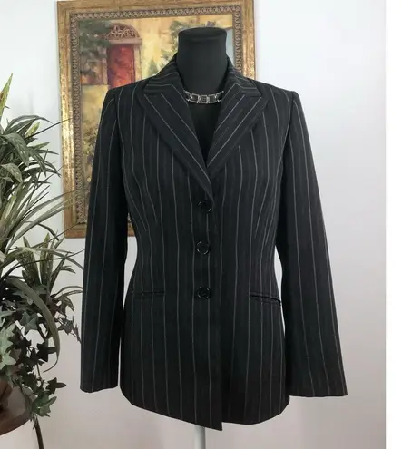 Kasper Blazer Womens 4 Black 3 Buttons Fitted Office Clueless Preppy Long Sleeve