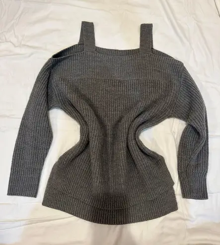 Soho Grey Oversized Off The Shoulder Sweater