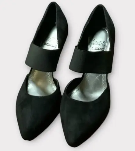 Impo Women’s Stretch Black Suede Kitten Heel Shoes Size 8 Pointed Toe