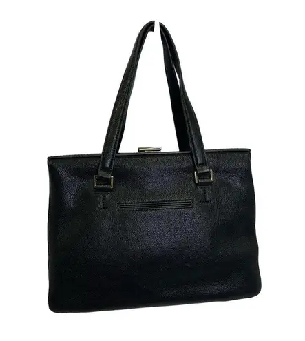 Isaac Mizrahi New York White & Black Pebbled Leather Handbag with Gold Hardware