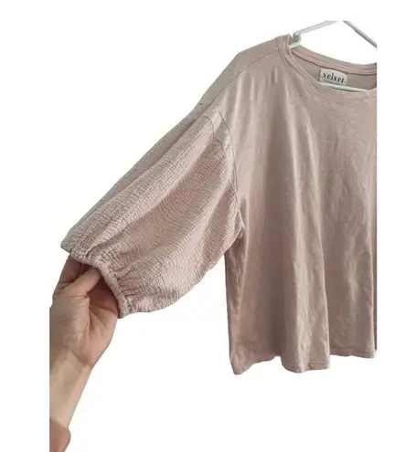 Anthropologie  Velvet by Graham & Spencer Baby Pink Puff Bubble Sleeve Blouse / M