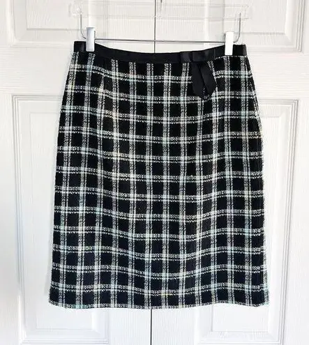 Requirements Vintage Tweed Plaid Pencil Skirt