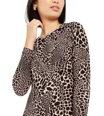 Alfani Womens Stretchy Animal Cheetah Print Sheath Dress Pink Black Large NWT