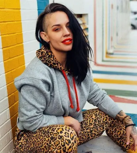 celestial Bodiez Gray Leopard Print Hooded Cropped Sweatshirt Size Medium Gray