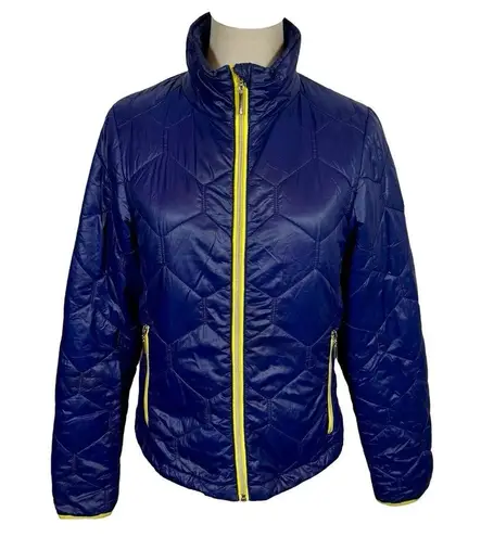 SCOTTeVEST Lola Nylon Quilted Puffer Jacket in Rhapsody Blue 16 Pockets Travel