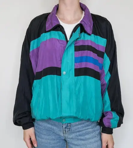 Vintage 70s Peter Et Jon Colorblock Silk Windbreaker Jacket Size M