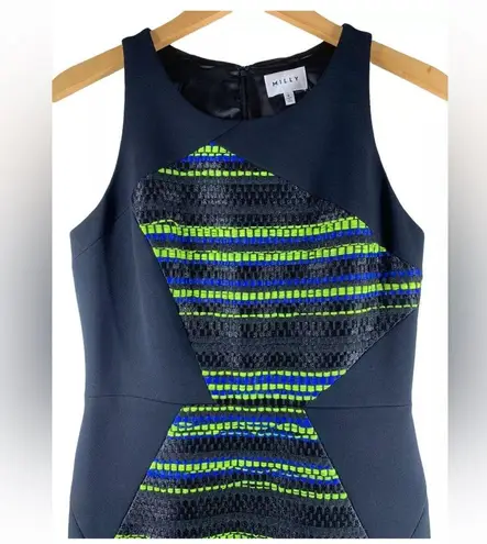 Milly Abstract Textile Knit Front Sheath Dress tag sz 8 fits best on sz 6-8