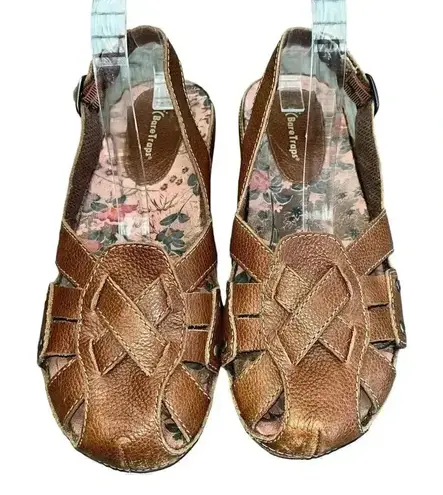 Bare Traps Women’s Brown Leather Genuine Slingback Buckle Sandals Size 9.5
