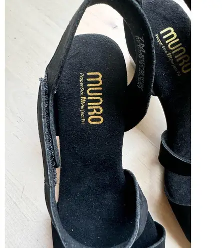 Munro heel sandals Lucia Black Nubuck size 7