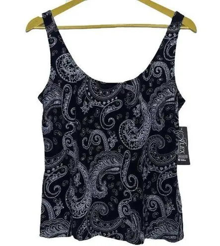 Alex Evenings Vintage Paisley Glittered Tank Top Size XL Black Purple Grunge Y2K