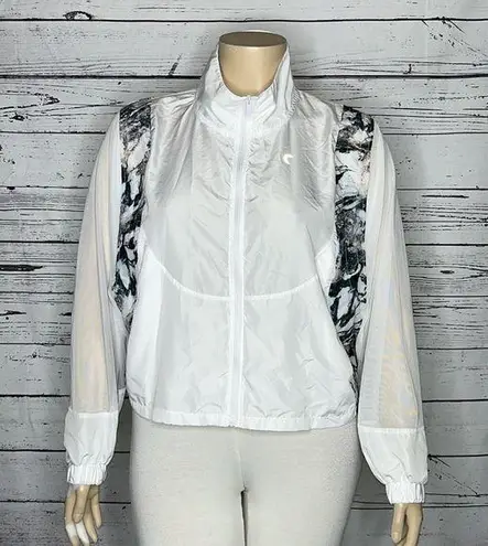Zyia NWT Size XL White - Marble Print Packable Mesh Jacket & Shoulder Bag