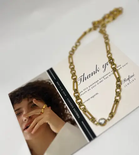 Gold link chain necklace with high quality zirconia