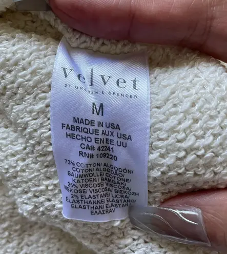 Velvet By Graham And Spencer Poncho Butterfly Sleeve Knit Pullover Cream M