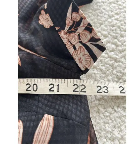 Estelle Capri Sunset Print Top Plus Size Black Floral Print Shark Bite Hem 14W