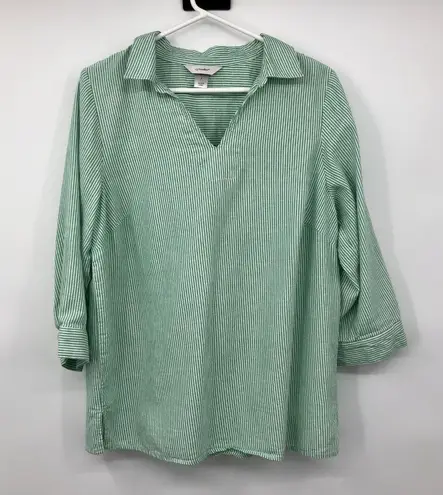 Christopher & Banks Christopher Banks Blouse Womens X Used Green Striped