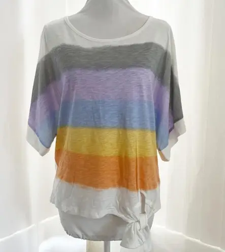 Democracy Oversized Colorful Striped Short Sleeve T-Shirt