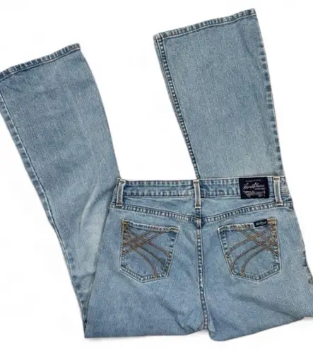 Levi Strauss SIGNATURE Juniors Size 9 Light Blue Denim Low Rise Flare Jeans